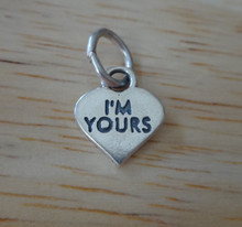 Sterling Silver Tiny 11x9mm Conversation Heart says I'm Yours Valentine Charm
