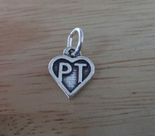 Small 12x10mm Physical Therapy PT in Heart Sterling Silver Charm!
