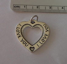 Lg Heart say I Love You Valentine Sterling Silver Charm
