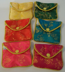 2.5"x3" xsmall Floral Chinese Fabric Jewelry Gift Bag in 6 colors