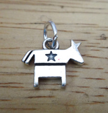 12x14mm Democrat Donkey Star Vote Sterling Silver Charm