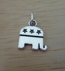 13x14mm Republican Elephant Stars Vote Sterling Silver Charm
