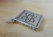 15x22mm Heavy Solid 7g School Book says Science has Atom Sterling Silver Charm