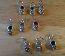 All 12 Small Birthstone Bootie Sterling Silver Charms