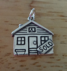 House says Sold Realtor Realty Sterling Silver Charm