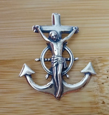 3D 28x34mm heavy  Anchor Crucifix Cross Jesus Sterling Silver Charm