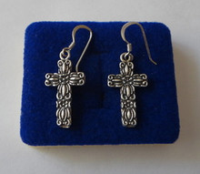 Decorative Cross Sterling Silver Wire Earrings