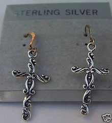 Beautiful Fancy Cross Wire Sterling Silver Earrings