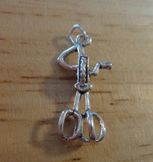 13x25mm 3D Detailed 3D Egg Beater Cooking Sterling Silver Charm