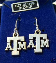 Texas A&M University Aggie ATM Sterling Silver Earrings