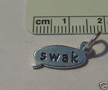 Text Message SWAK Sealed w a Kiss Sterling Silver Charm