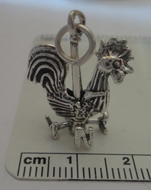 Movable Rooster Weather Vane Sterling Silver Charm!