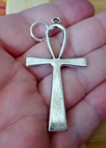 Pewter silver XLarge 55 mm Ankh Cross Charm