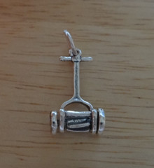 11x22mm Movable Old Fashioned Lawn Mower Sterling Silver Charm