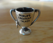 says World's Greatest Talker Cup Sterling Silver Charm