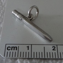 3D 3x22mm Detailed Pencil Sterling Silver Charm!