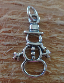 12x22mm Snowman Outline Holiday Christmas Sterling Silver Charm