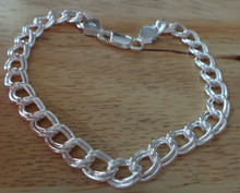 7" or 8" Sterling Silver Double Link Hvy 7 mm Charm Bracelet with soldered end caps