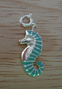 11x22mm Turquoise Enamel Seahorse Sterling Silver Charm