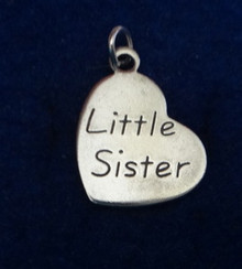 Heart that says Little Sister Sterling Silver Charm
