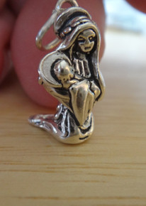 18x11mm Nativity Mary and baby Jesus Sterling Silver Charm