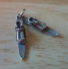 22x8mm 3D Movable Snow Skis with Boots Sterling Silver Charm