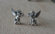 TINY 8x10mm Pegasus Horse Sterling Silver Studs Posts Earrings!