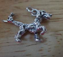 3D 20x14mm Whimsical Hunting Foxhound Blood Hound Dog with Bird on Tail Charm