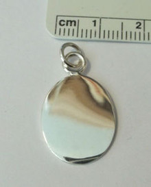 Engravable 25 mm long Oval Disk Sterling Silver Charm
