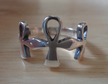 size 6 7 8 or 9 Sterling Silver 3 Ankh Egyptian Symbol Ring