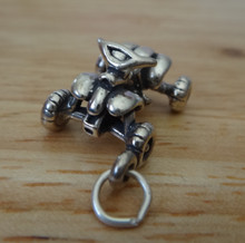 3D 21x16mm ATV 4 Four wheeler Motorcycle Sterling Silver Charm
