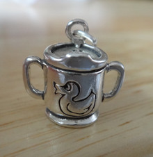 16x16x10mm 5g Sipper Sippy Cup Baby w/ Duck Measuring Marks on back Sterling Silver Charm