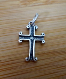 12x17mm Small Solid Fancy Cross Sterling Silver Charm
