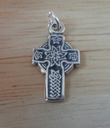 13x22mm Small Solid Celtic Cross Pendant Sterling Silver Charm