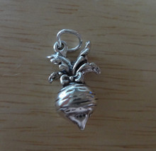 3D 12x20mm Solid Heavy Turnip or Beet Sterling Silver Charm
