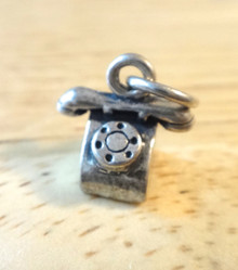 Tiny Rotary Telephone Phone Sterling Silver Charm