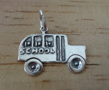 Engraveable School Bus with Kids Sterling Silver Charm