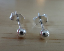 Very Tiny 3 mm Round Ball Stud Sterling Silver Earrings