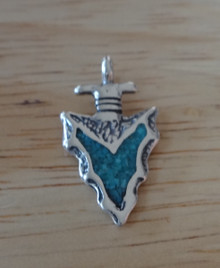 14x25mm Turquoise Indian Arrowhead Arrow Sterling Silver Charm