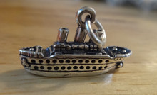 3D 22x13x5mm Large Cruise Ship Boat Sterling Silver Charm