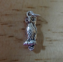 Small solid Owl Sterling Silver Charm!