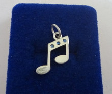 18x19mm Music Notes with Blue Sterling Silver Crystals Charm