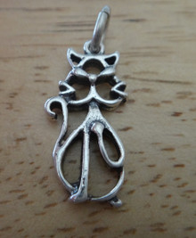 11x21mm Outline of a flat Cat Sterling Silver Charm