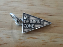 11x18mm No Drinking Zone Sign Symbol Sterling Silver Charm