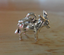 3D 13x17mm Small Baby Donkey Mule Burro Ass Sterling Silver Charm