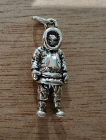 3D 10x25mm Inuit Eskimo in Arctic Clothes Coat Sterling Silver Charm