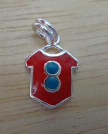 10x12mm Baby's Red & Blue Enamel Outfit Sterling Silver Charm