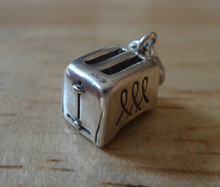 3D 9x13mm Detailed Toaster Appliance Sterling Silver Charm