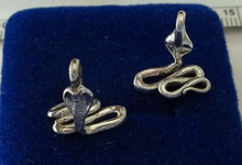 3D 13x17mm Small King Cobra or Coiled Snake Sterling Silver Charm