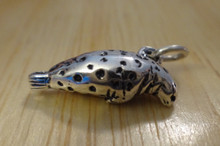 3D Solid Cute Sea Spotted Seal Sterling Silver Charm